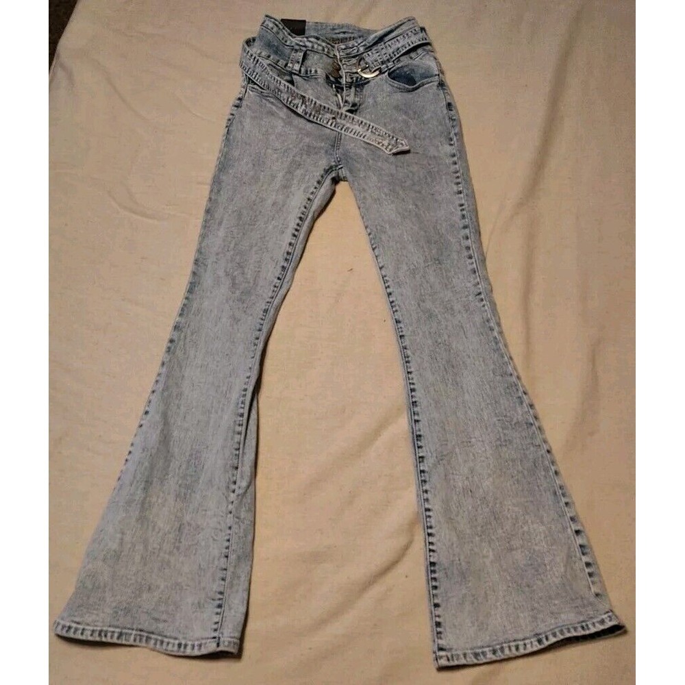 Mitzi Michel Button Front Acid Washed Size 5 NWT Boot Cut Retro High‎ Rise Z - Picture 3 of 9